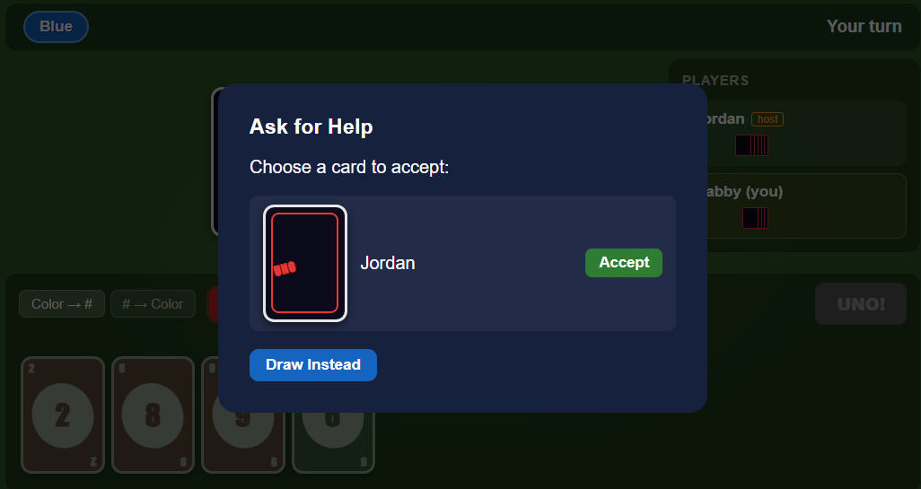 Ask for help modal